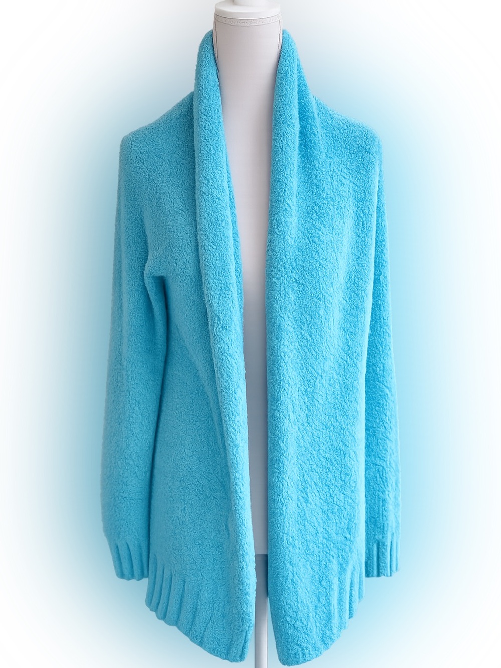 Lilly Pulitzer EUC Basia Chenille Cardigan Seabreeze Blue M Open Front